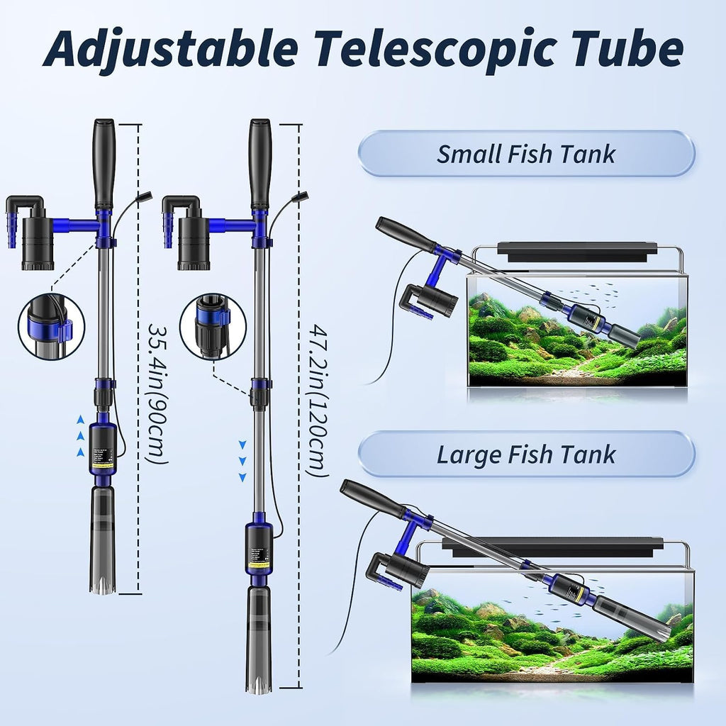 Fish Tank Cleaner - Aquarium Gravel Cleaner, 530GPH/32W Electric Fish Tank Cleaning Tools, Adjustable Water Flow