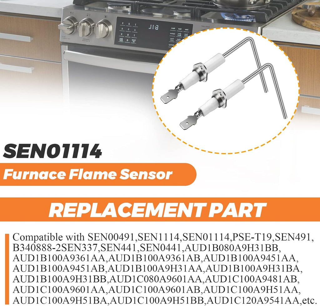 2 Pack SEN01114 SEN0491 Furnace Flame Sensor by Beaquicy - Replacement for Trane XR80 XR90 XB80 XE80 and American Standard Gas Furnace - Replaces SEN00491 SEN0337 B340888P01
