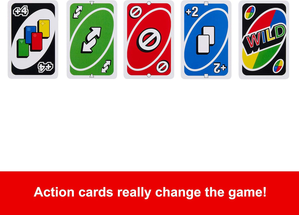 Mattel Games UNO Card Game for Kid, Adult & Family Nights & Parties, Travel & Vacations, Color Blind Accessible &