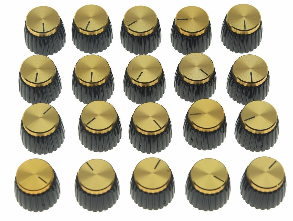 Dopro 20pcs Guitar AMP Amplifier Push on fit Knobs Black w/Gold Cap for Marshall Amplifier