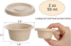 200 Pack 2 oz Natural Bagasse Fiber Cups with Lids, 2.3'' x 1.1''(H) x 1.6'' Paper Tasting Cups Disposable Sample