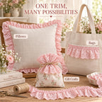 Cotton Eyelet Ruffle Trim 2''x 4 Yds for Sewing Pink