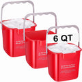 3 Pcs 6 Quart Cleaning Bucket Small Square Container, Red