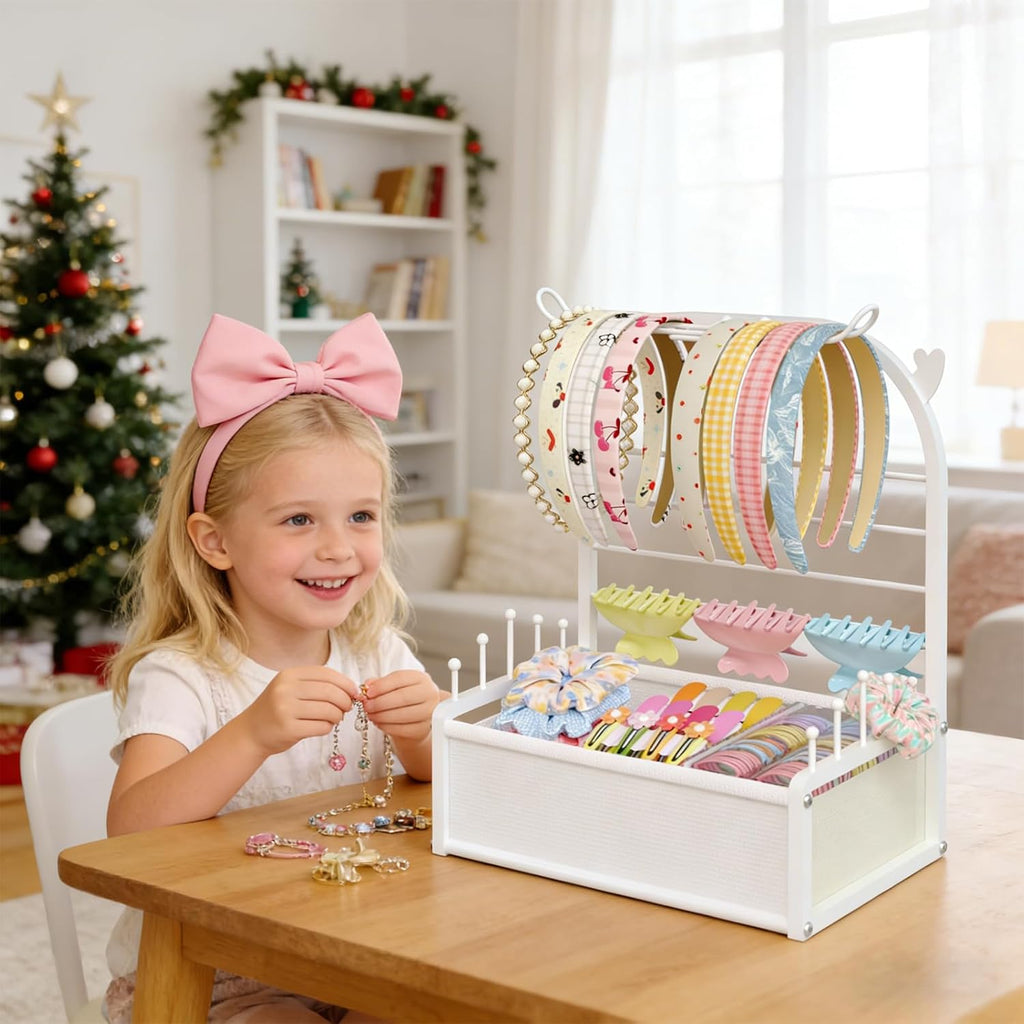 Headband Holder Stand Hair Accessories Organizer for Girls with Storage Base, Deer Antler Display for Headbands