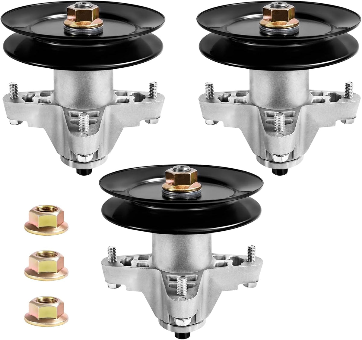 3-Pack 918-04125C Spindle Assembly with Pulley, Replaces MTD Cub Cadet Troy-Bilt Craftsman 918-04125B 918-04126A