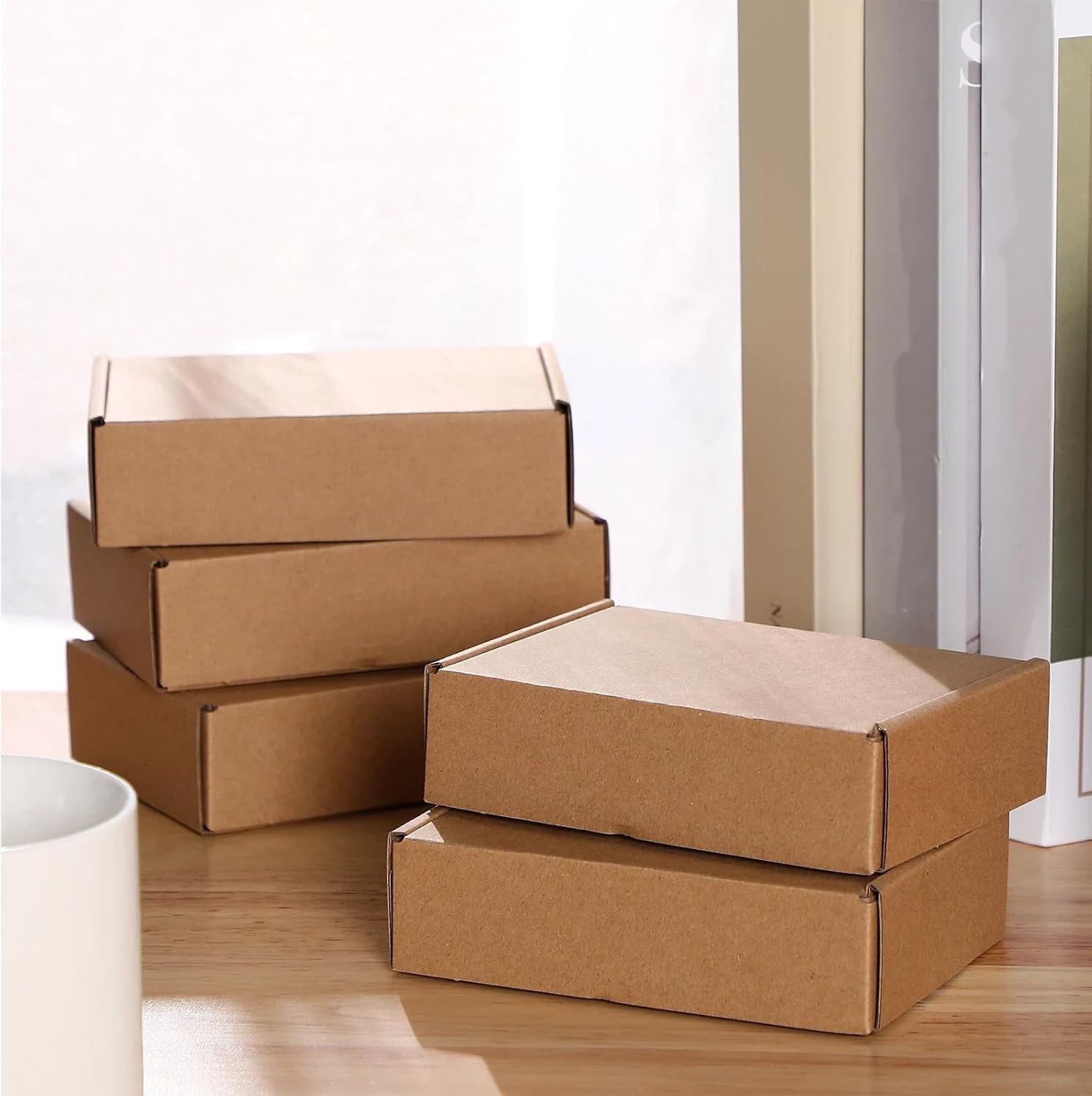 100 Pcs 5.91 x 3.94 x 1.57 Inches Shipping Boxes Cardboard Gift Corrugated Cardboard Brown Boxes Mailer Packaging for