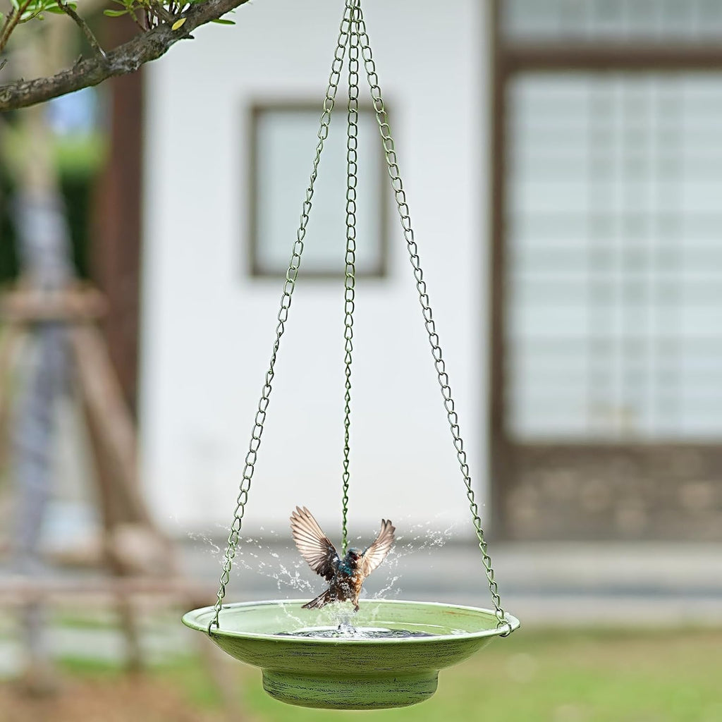 30"H*12.4"W Solar Fountain Hanging Bird Bath,Hanging Bird Fountain
