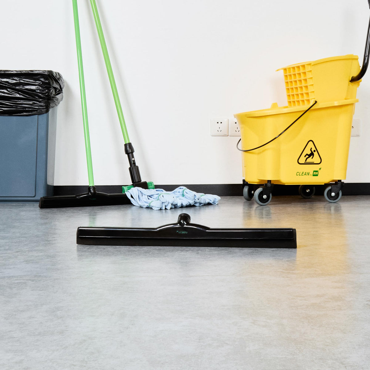 24 In Black Plastic Floor Squeegee, Foam Blade, 1 Ct