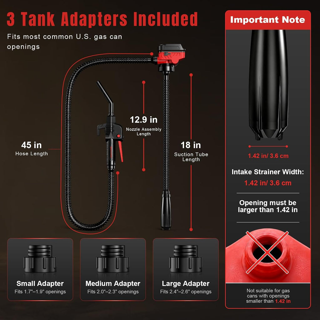 Fuel Transfer Pump for Milwaukee M18 Battery, 3.7 GPM Cordless Gas Can Pump