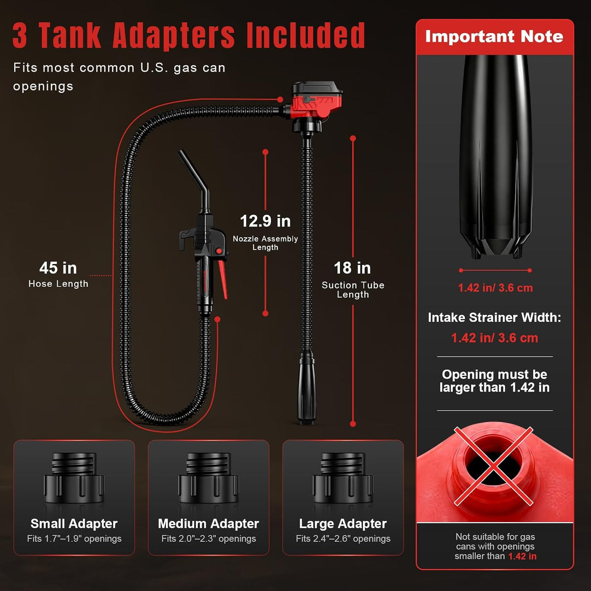 Fuel Transfer Pump for Milwaukee M18 Battery, 3.7 GPM Cordless Gas Can Pump