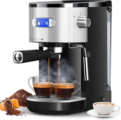 Espresso Machine 20 Bar, Semi-Automatic Espresso Maker with Milk Frother Steam Wand, 45 OZ Removable Water Tank for