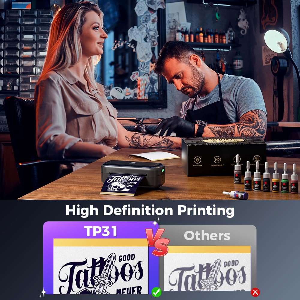 TP31 Tattoo Stencil Printer, Wireless, Bluetooth, Thermal, Mini