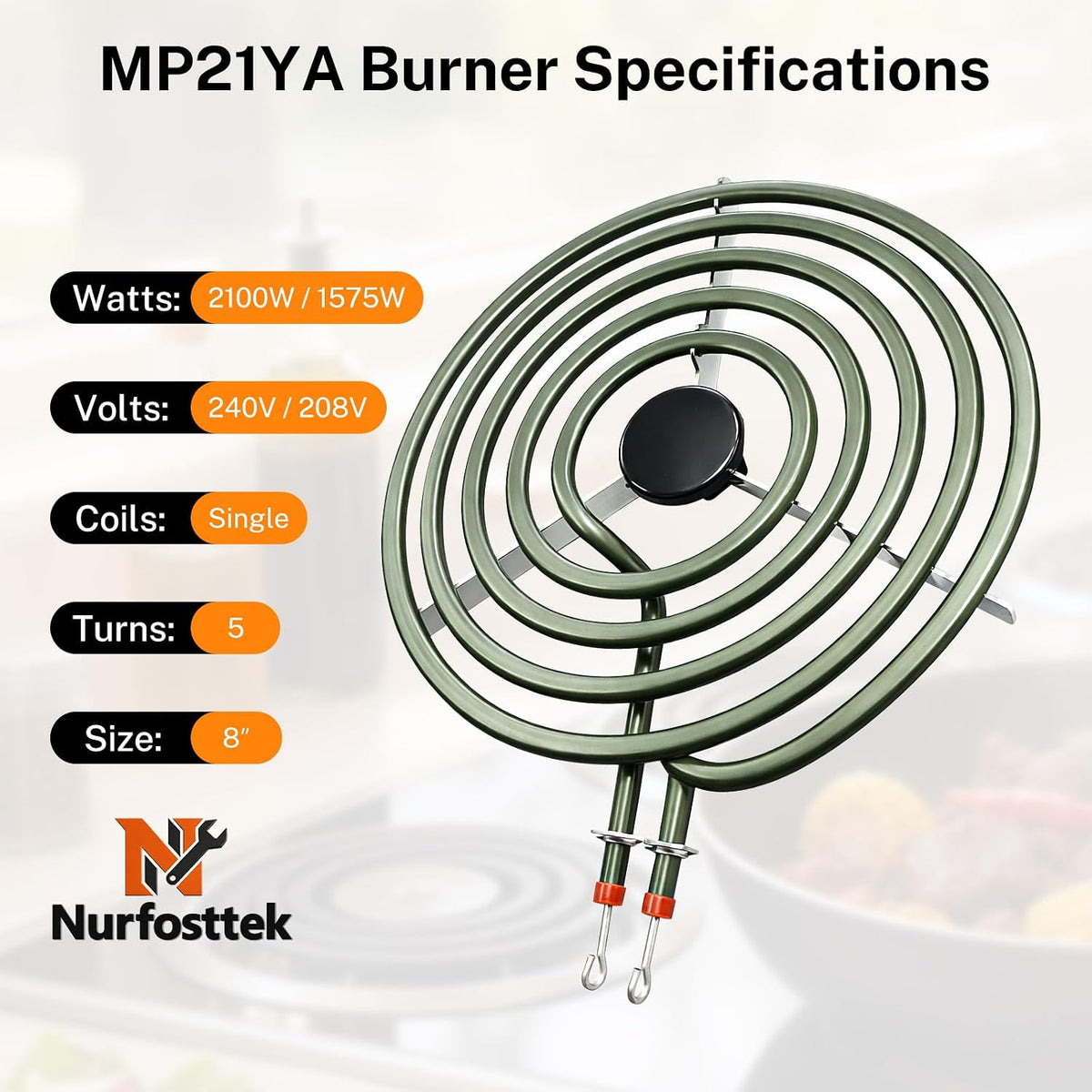 MP21YA Electric Range Burner Surface Element, Fit for Whirlpool, Maytag