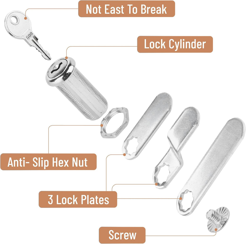 Bates- Cabinet Locks with Keys, 1-1/2", 2 Pack, Long Cam Locks for Cabinets Keyed Alike, File Cabinet Lock with Key