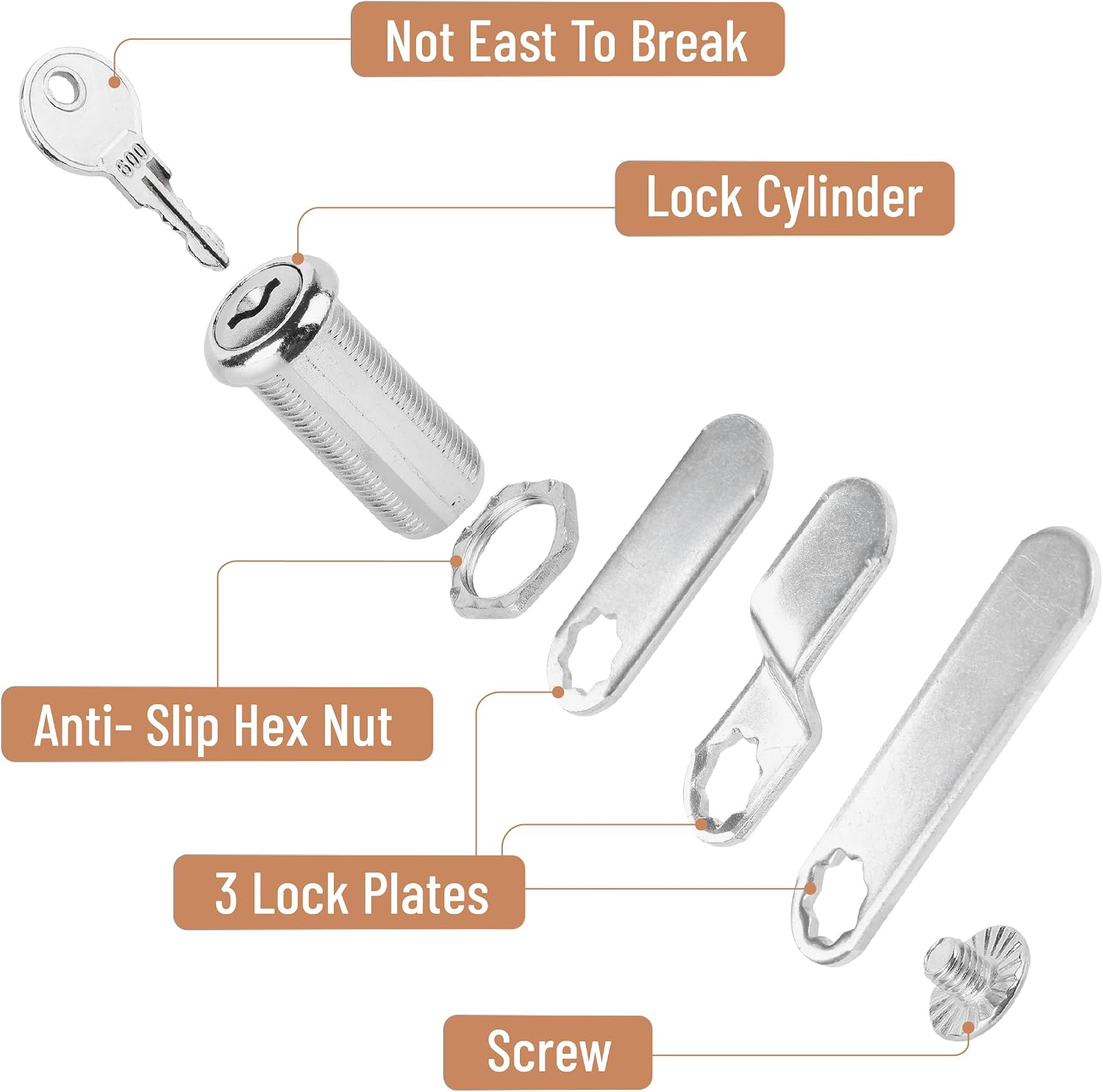 Bates- Cabinet Locks with Keys, 1-1/2", 2 Pack, Long Cam Locks for Cabinets Keyed Alike, File Cabinet Lock with Key