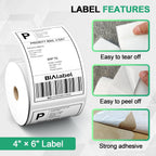 4 x 6 Inch Direct Thermal Shipping Labels, 4 Rolls, 1,800 Labels