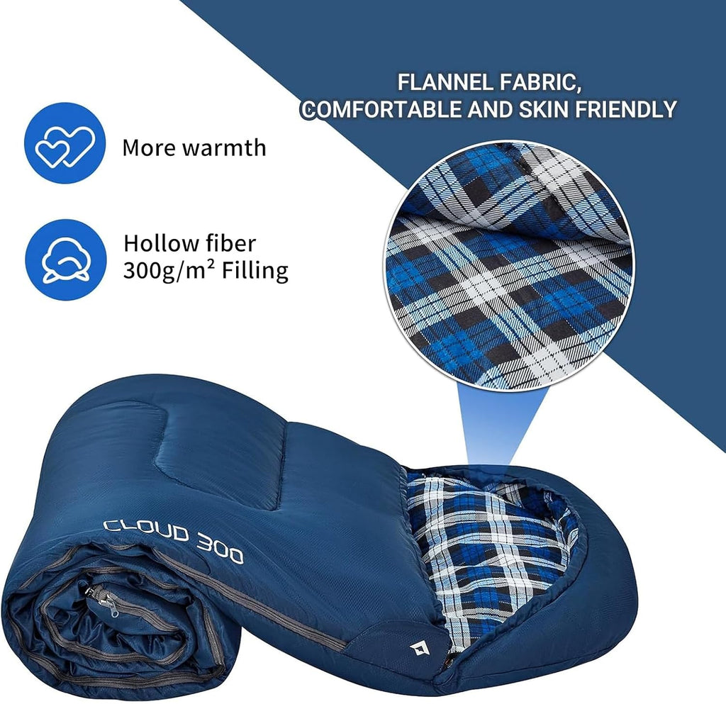 45°F Kids Sleeping Bag, 100% Flannel Sleeping Bag for Child | Lightweight Waterproof & Compact Sleeping Bags Cold