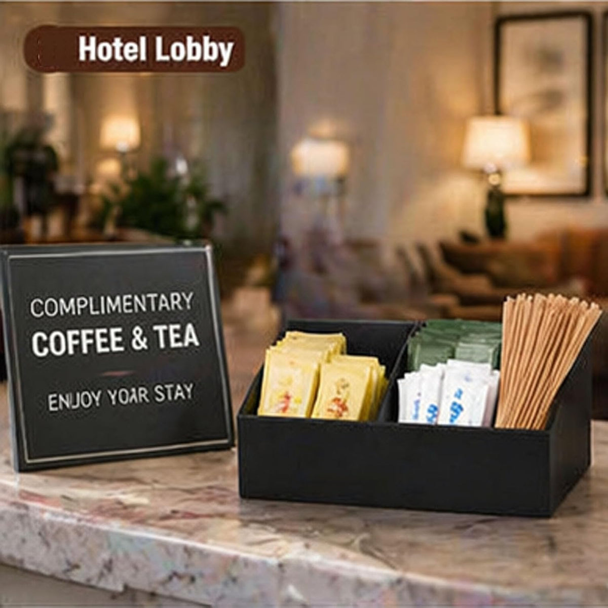 Sugar Packet Holder, Coffee Bar Tea Bag Organizer Box