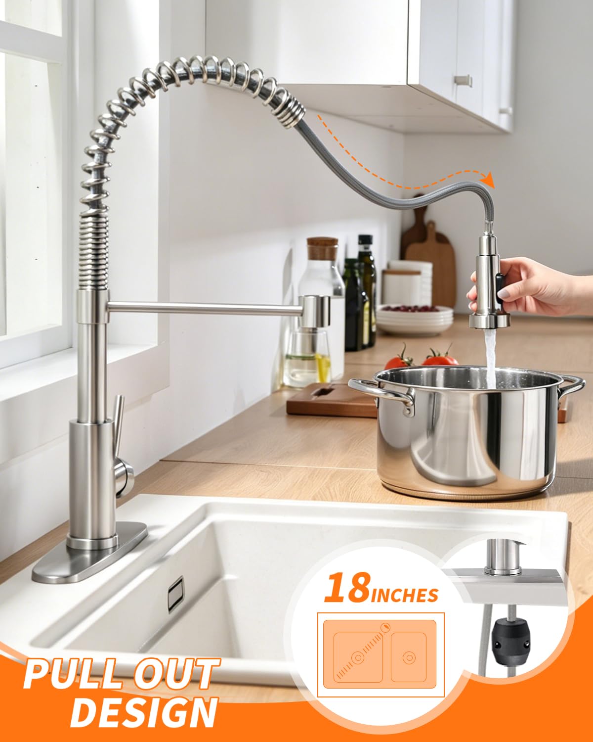 Kitchen Faucet with Pull Down Sprayer Brushed Nickel