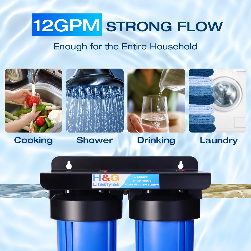 Whole House Sediment Filter & Water Descaler for Hard Water