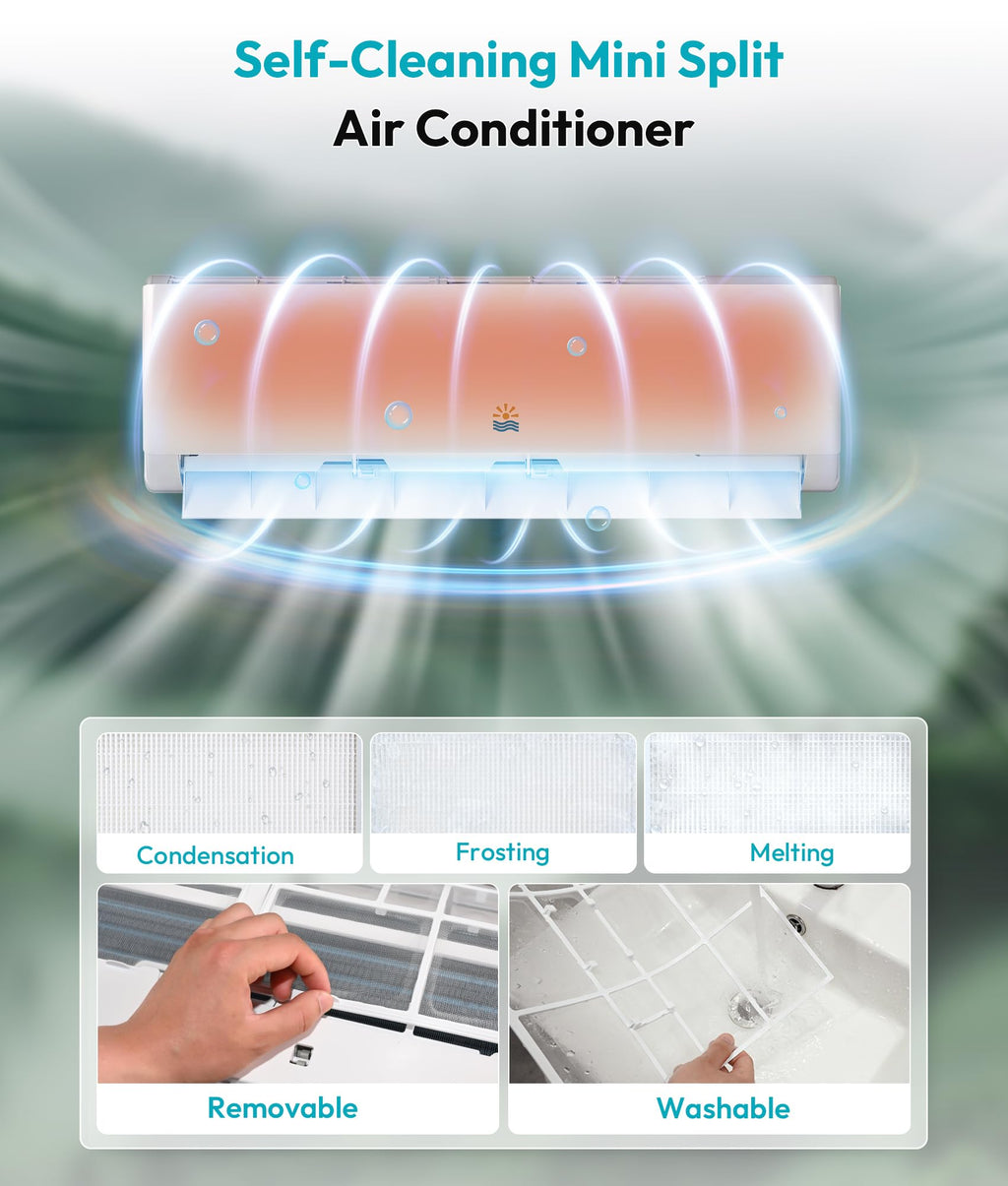 11500 BTU Mini Split AC/Heating System 17 SEER2 Ductless Inverter