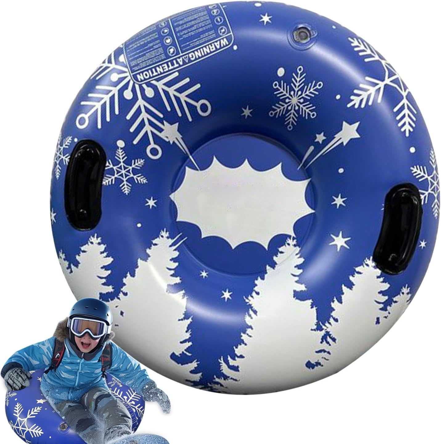 Sledding Tube 35.4 Inch Inflatable Thickened Heavy Duty Handles | Snow Toys Snow Sleds for Family Activities Outdoor