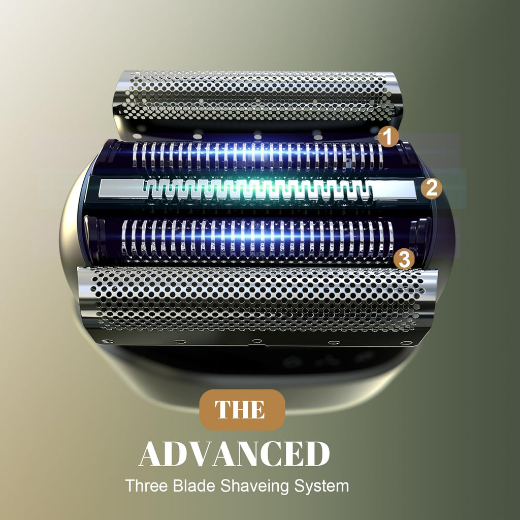 Electric Foil Shaver for Men: 3 Floating Blades & IPX7 Waterproof