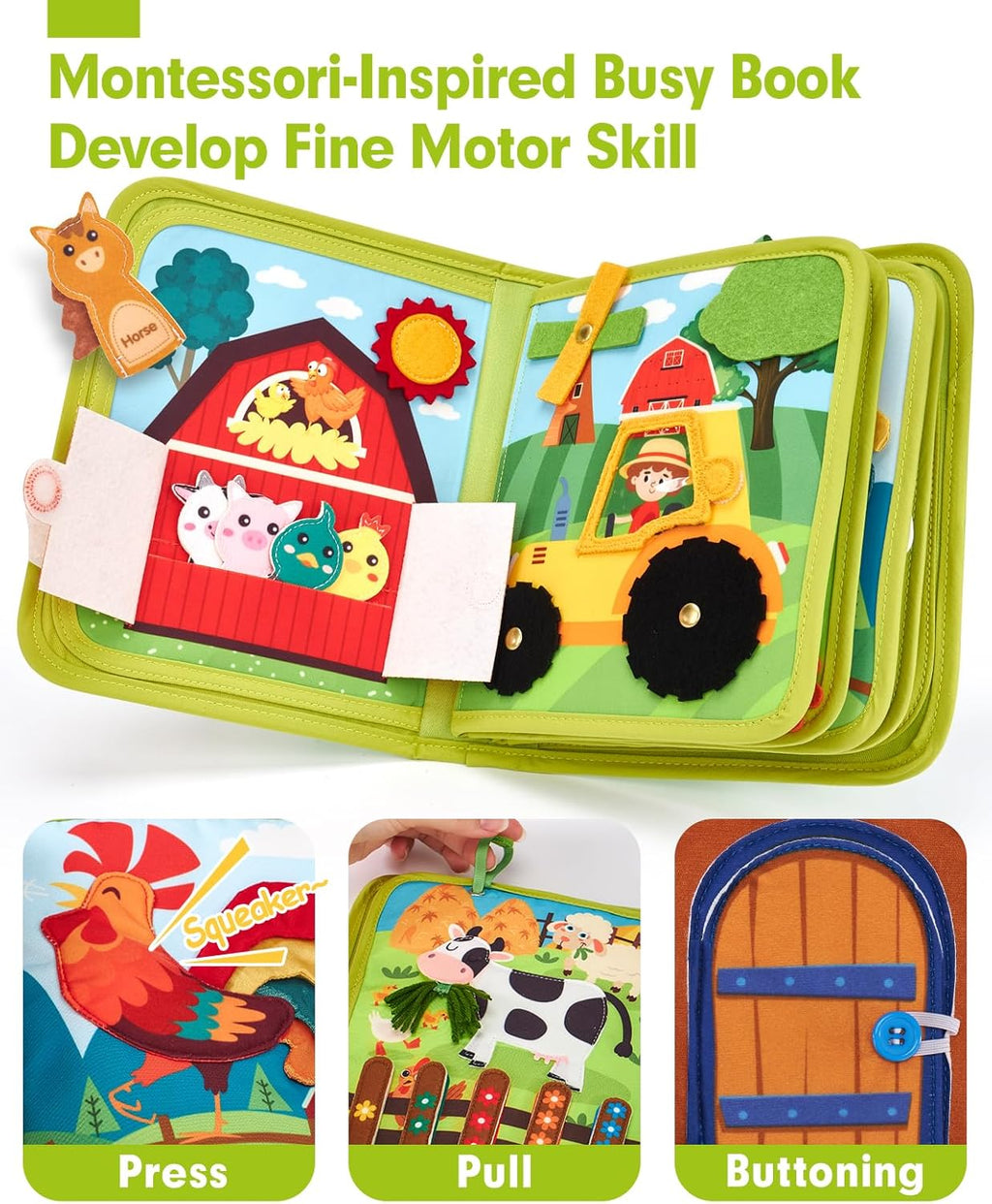 Busy Book for Toddlers 1-3 - Montessori Toys 1 Year Old Busy Board | 1 Year Old Boy Gifts Educational Learning Quiet