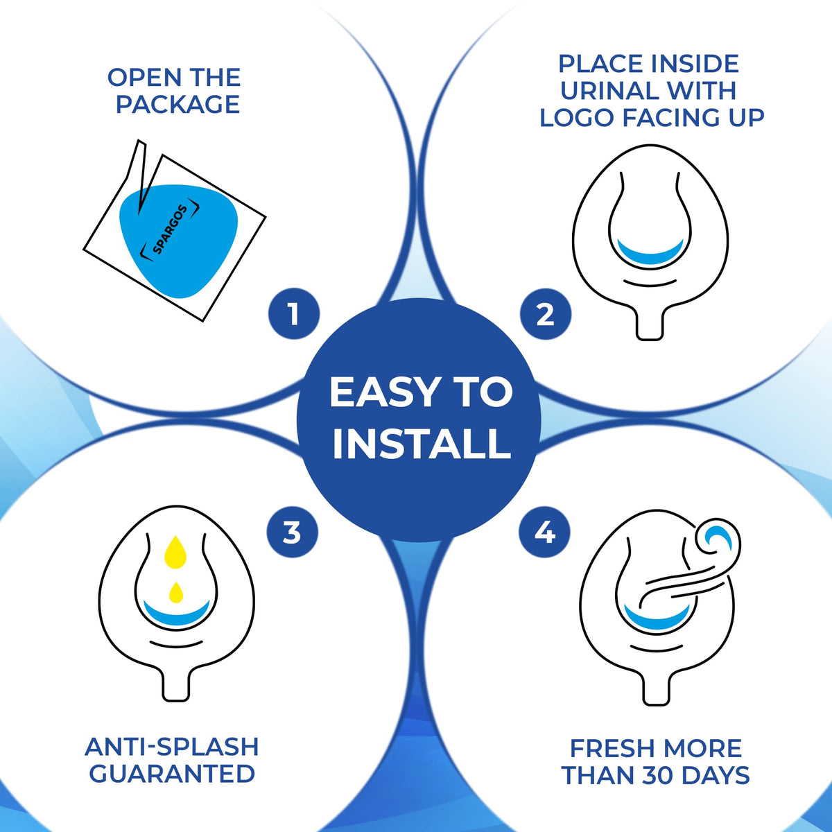 Urinal Screen Deodorizer, 24 Pack Blue Cakes
