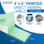 4" X 6" Green Direct Thermal Fanfold Labels (500 Count, 1 Stack)