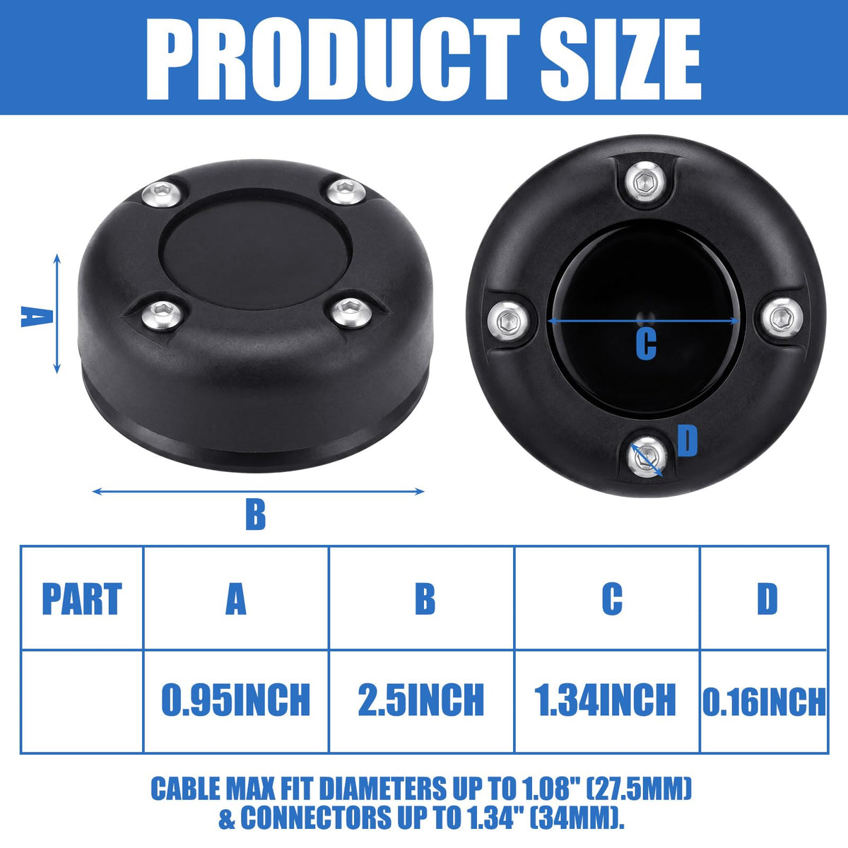 2 Set Round Cable Gland Waterproof Cable Pass Through for Marine
