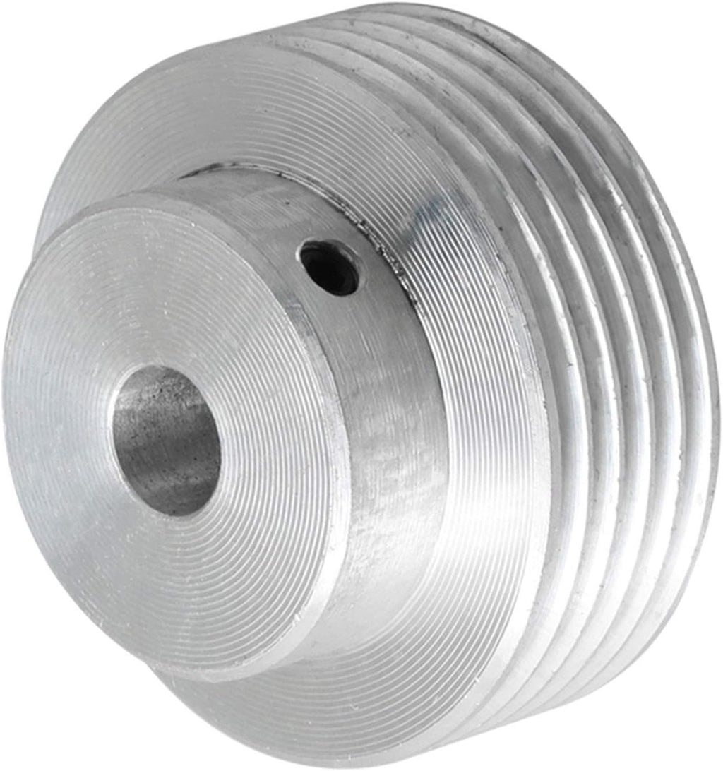 Aluminum Multi-Ribbed Belt Pulley V-Belt Pulley OD 40mm Silver (Inner Hole 8mm)