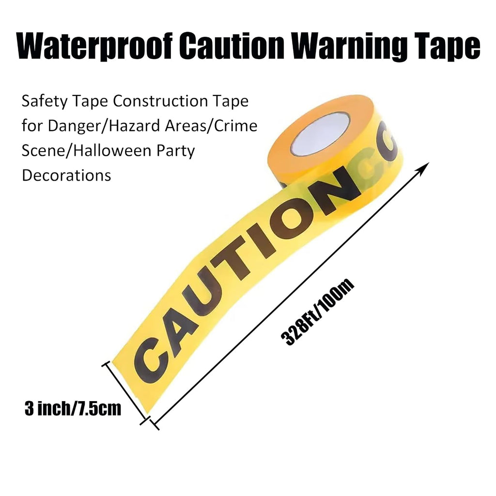 Caution Warning Tape, 3 Inch x 328 Feet, Yellow