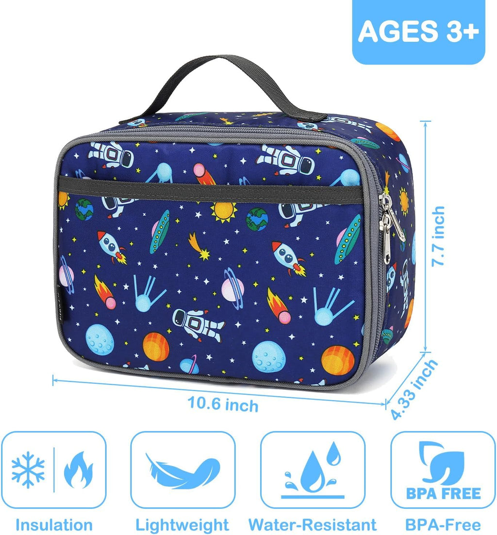 Kids Lunch box Insulated Soft Bag Mini Cooler Back to School Thermal Meal Tote Kit for Girls, Boys, Astronaut