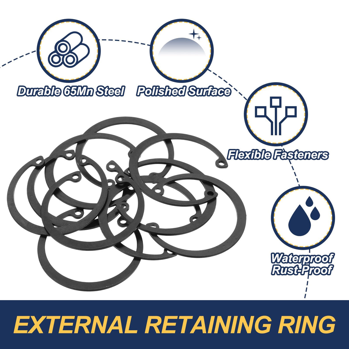 PATIKIL 10Pcs Internal Retaining Rings 48mm C-Clip Snap Ring 65Mn Steel