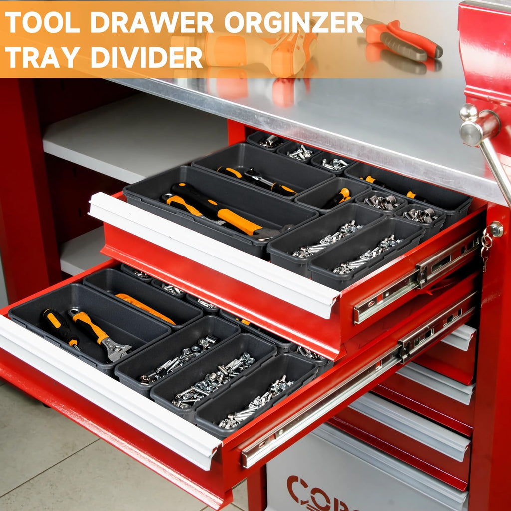 Tool Box Organizer Tray, 60 PCS & 5 Sizes, Black