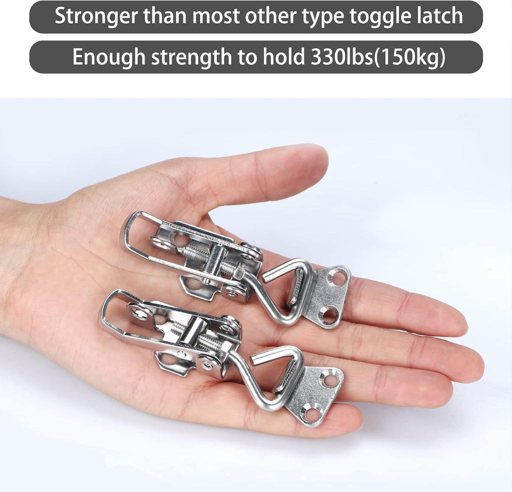 2PCS Toggle Latch Clamp Stainless Steel Cabinet Hinge Lockable clamp,Boat Anti Rattle Latch