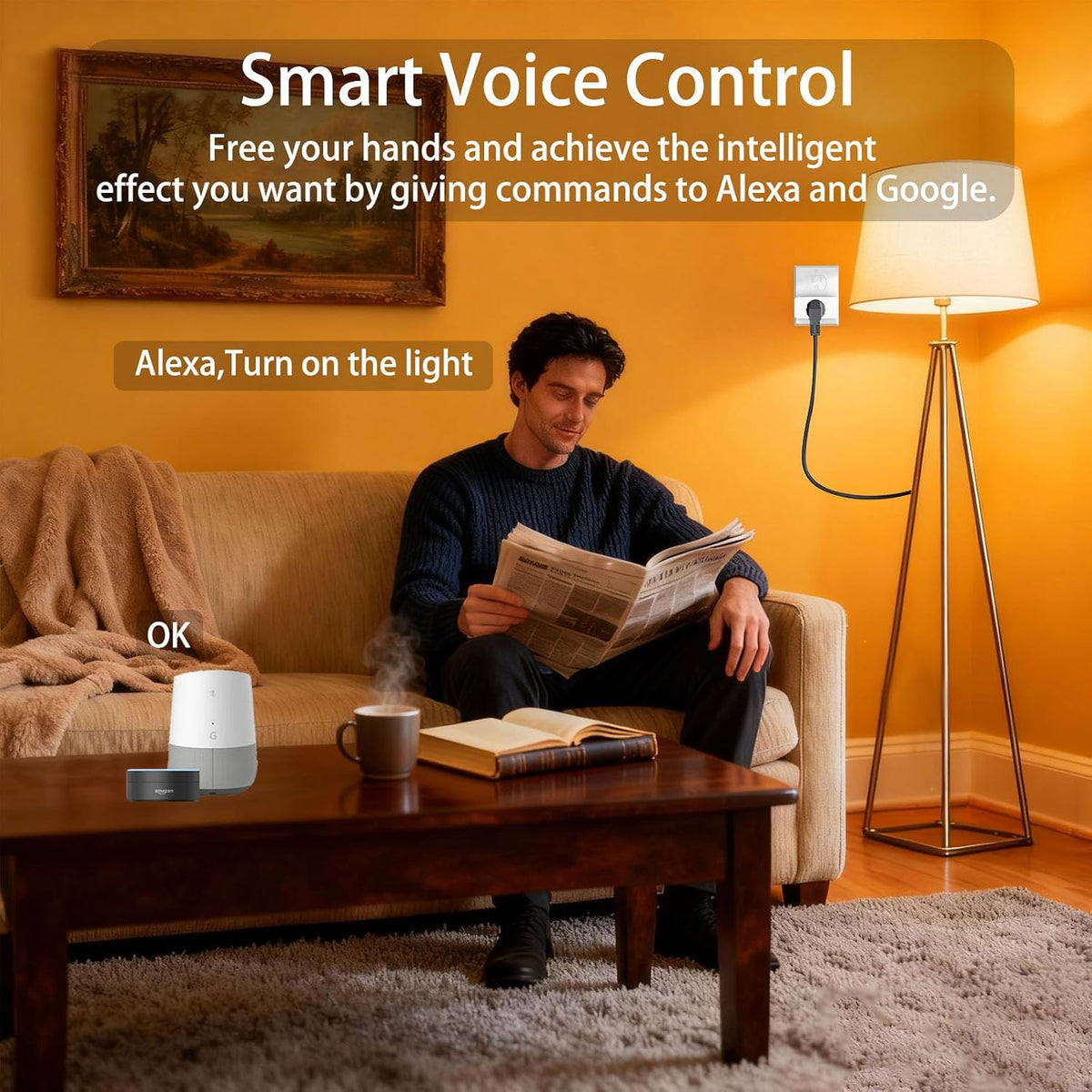 Smart Plug Outlet with Energy Monitoring, 15A 2.4 GHz Wi-Fi, 4-Pack | Tuya App Control, Alexa and Google Assistant