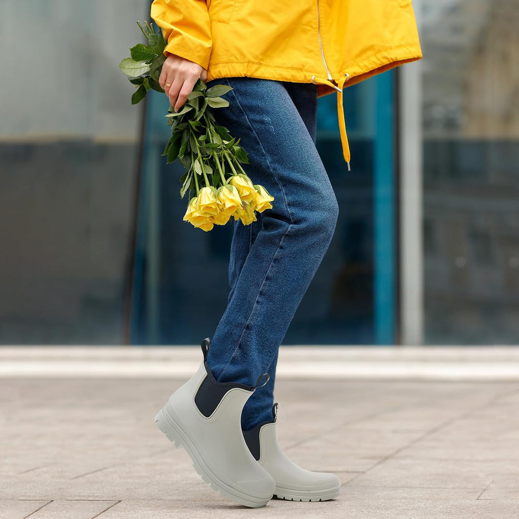 Women's Chelsea Rubber Rain Boots Ankle Rain Boots Waterproof Women Neoprene Short Garden Boots