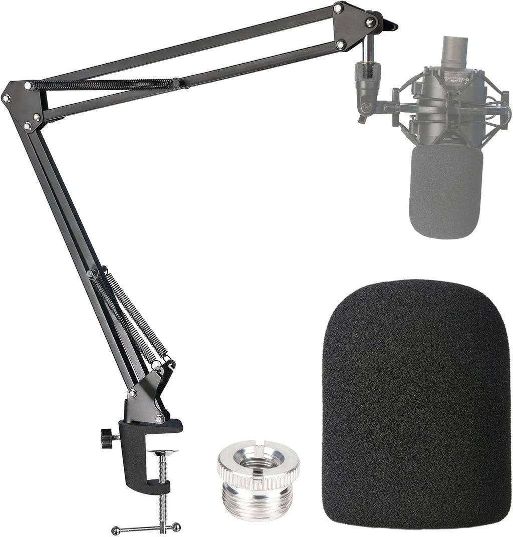 Boom Arm for Audio-Technica AT2020/AT2040, Mic Arm with Foam Cover | Suspension Boom Scissor Arm Stand with Pop