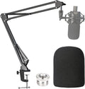 Boom Arm for Audio-Technica AT2020/AT2040, Mic Arm with Foam Cover | Suspension Boom Scissor Arm Stand with Pop