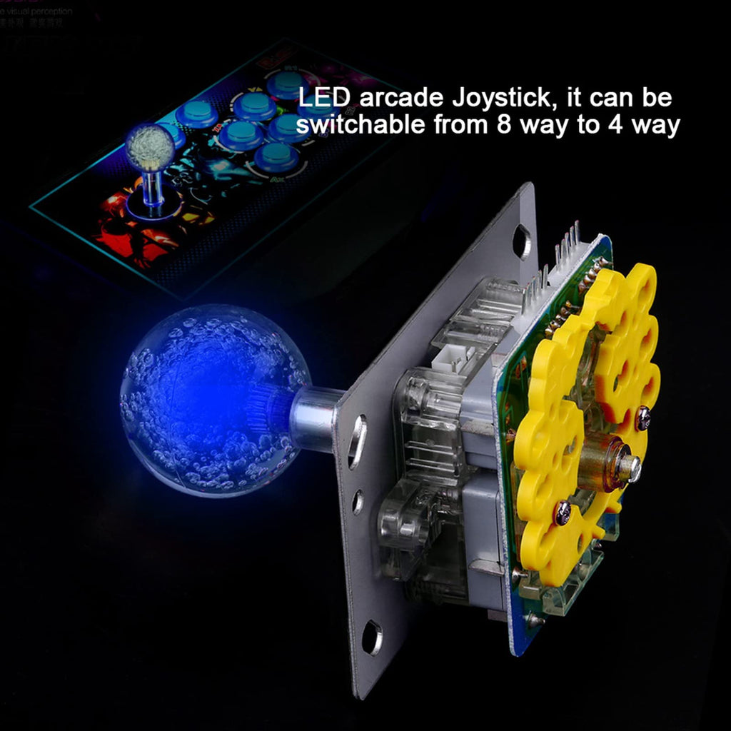 LED Colorful Illuminated Joystick, Games DIY Kit Long Handle Joystick for Gaming Cabinet Button Kit