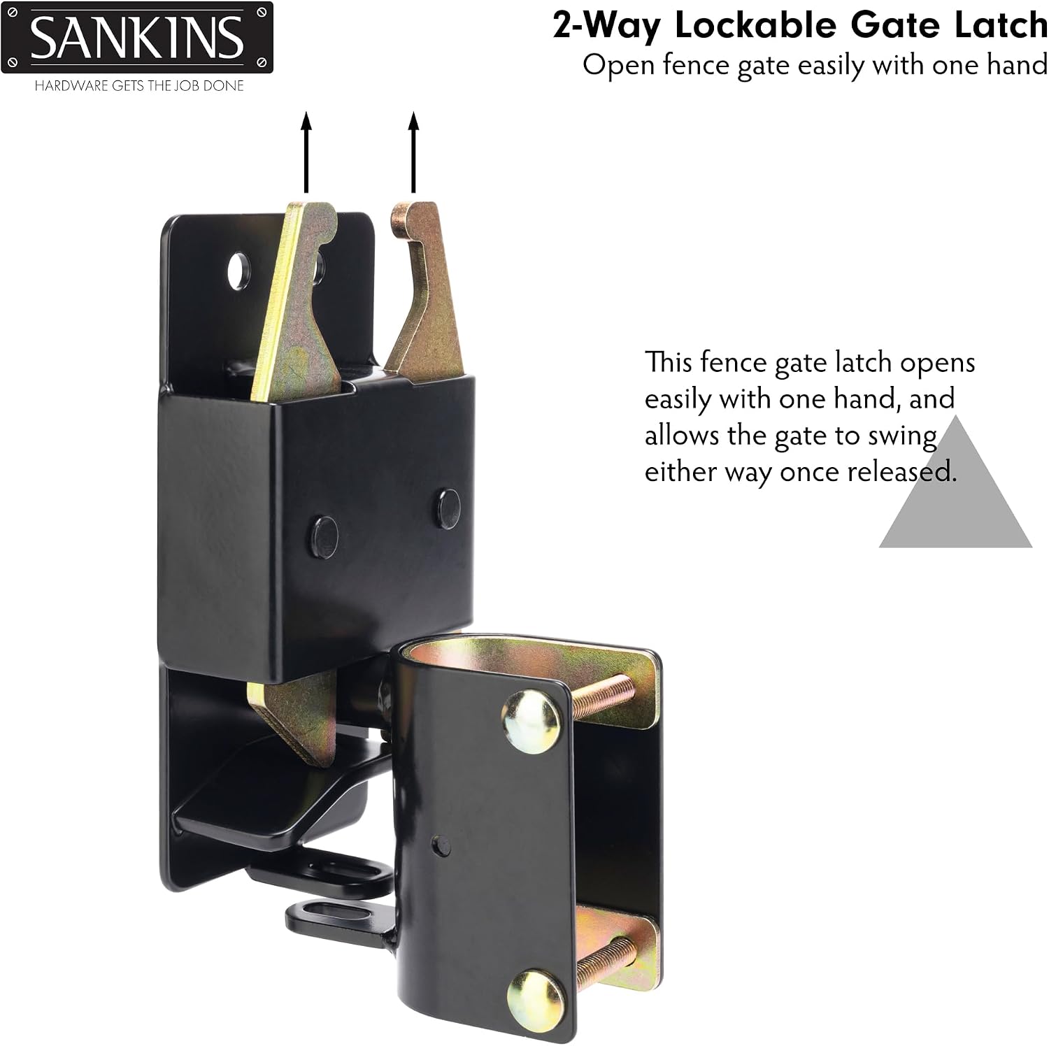 2 Way Heavy Duty Lockable Gate Latch, Black Anti-Sag Farm Gate Latch, Two-Way Livestock Gate Latch Hardware for