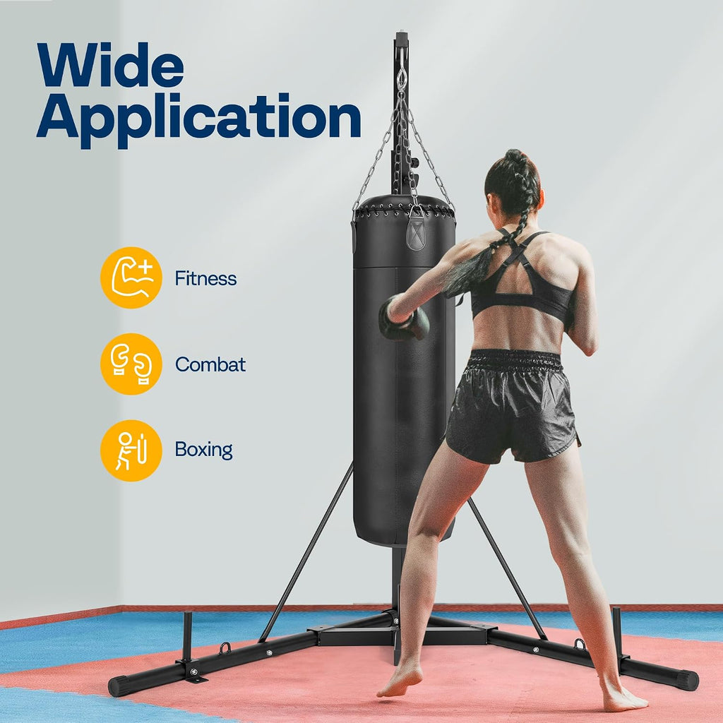 Height Adjustable Foldable Heavy Duty Boxing Punching Bag Stand Steel Sandbag Rack Freestanding Up to 132 lbs for