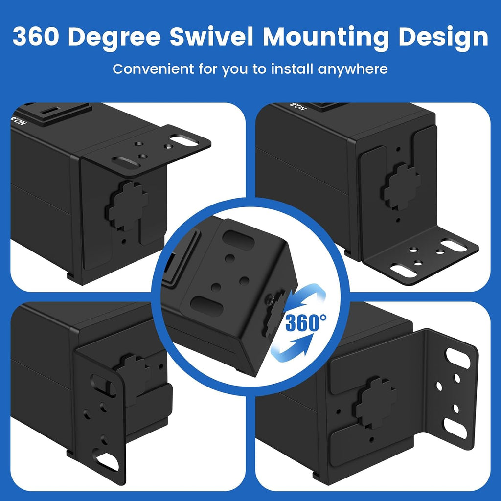 PDU Rack Mount Power Strip, Heavy Duty 12 Gauge Cord, 6FT, 1 | 8 Outlets Individual Switches, Metal, Server Mountable