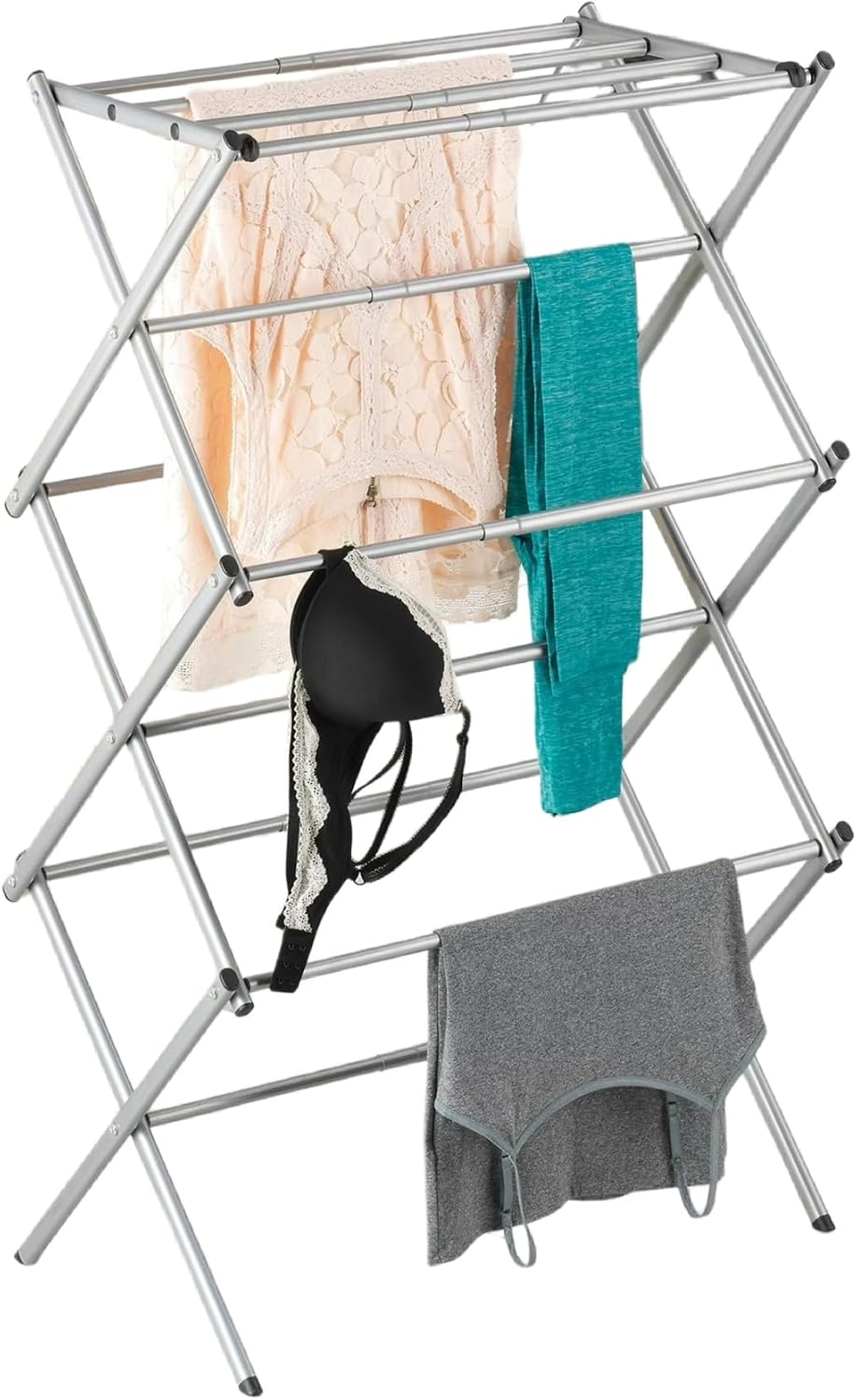 Expandable Drying Rack with 11 Bars & Top Shelf, Heavy Duty Steel Accordion Design, Space Saving Foldable Clothes