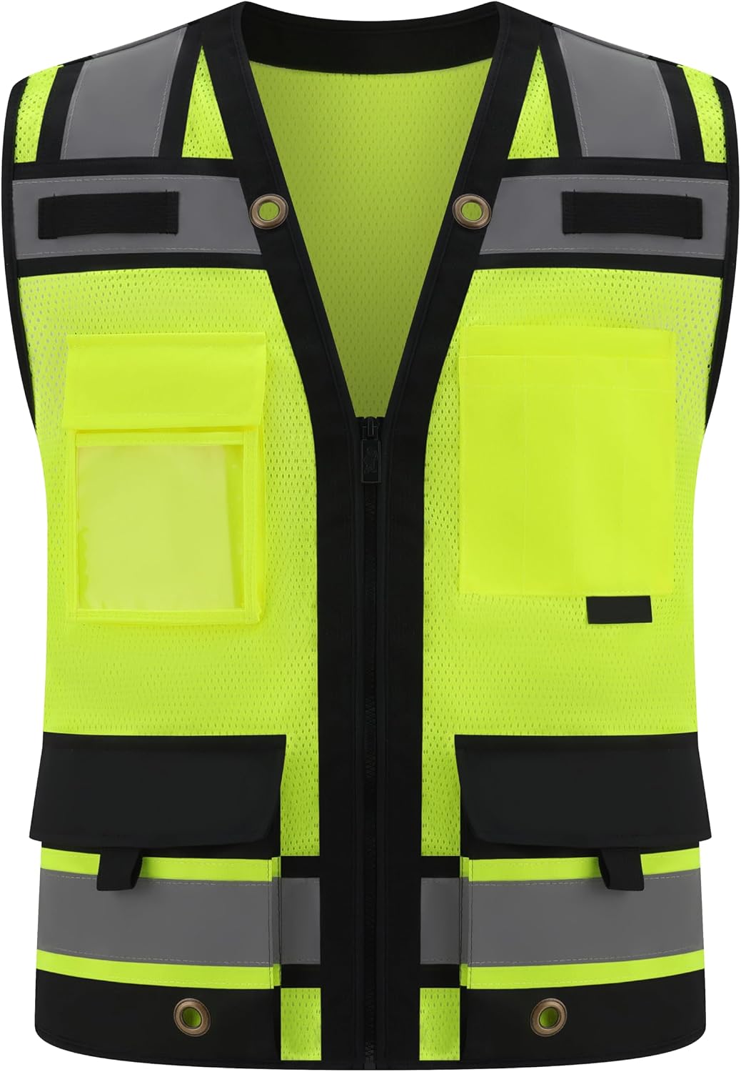 Class 2 High Visibility Reflective Safety Vests Women & Men | With 15 Pockets And Zipper Front,Meets Ansi/Isea Standards