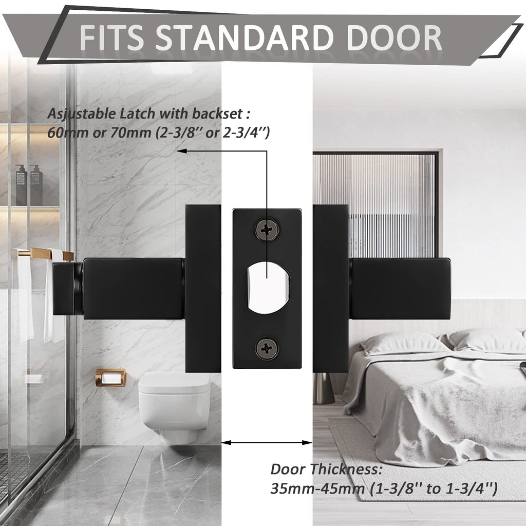 10 Pack Square Privacy Door Levers Black Privacy Door Lock Handleset Keyless Lockset Door Knobs Interior Handles for