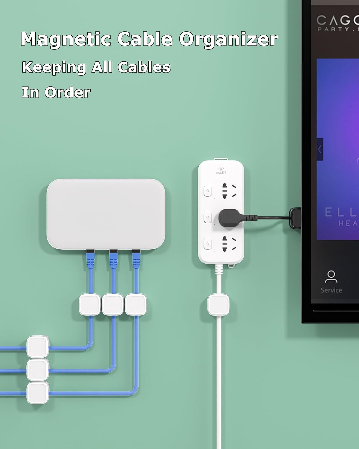 Magnetic Cable Clips, Adjustable Cord Holder Management, Adhesive Wire Keeper Organizer for Home Office Desk Phone PC