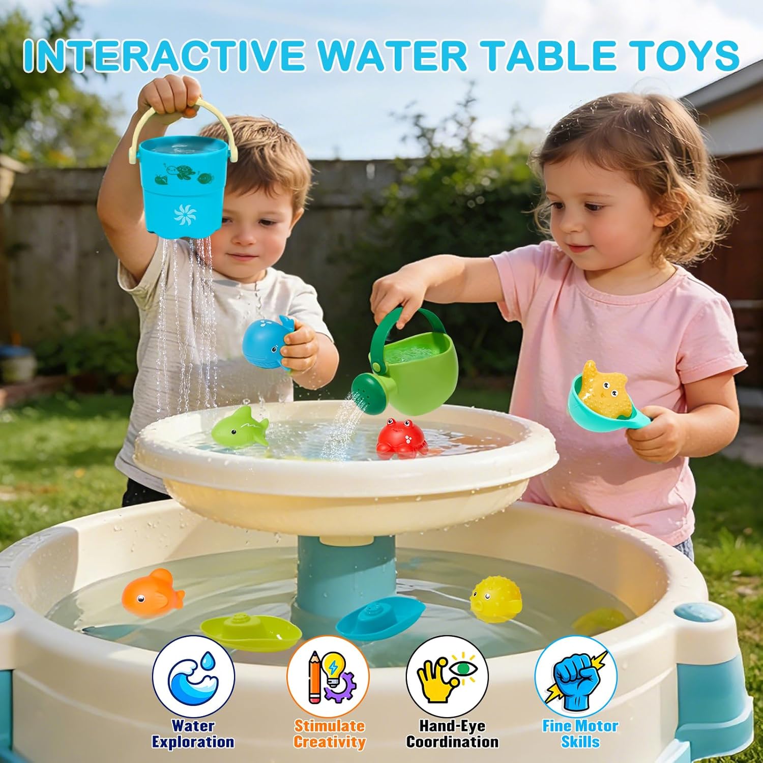 Baby Bath Toys for Kids Ages 1-3, 16PCS | Easy Clean Mold Free Bath Toys Toddlers 2-4 | Bathtub Pool Water Table Toys